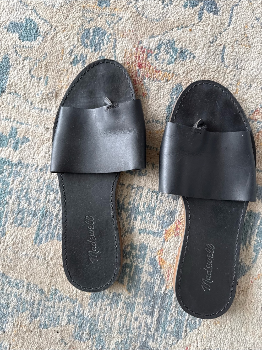 Madewell Black Leather Slide Sandals 8.5